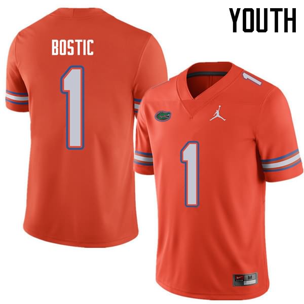 Youth NCAA Florida Gators Jonathan Bostic #1 Stitched Authentic Jordan Brand Orange College Football Jersey YPW8465ZP